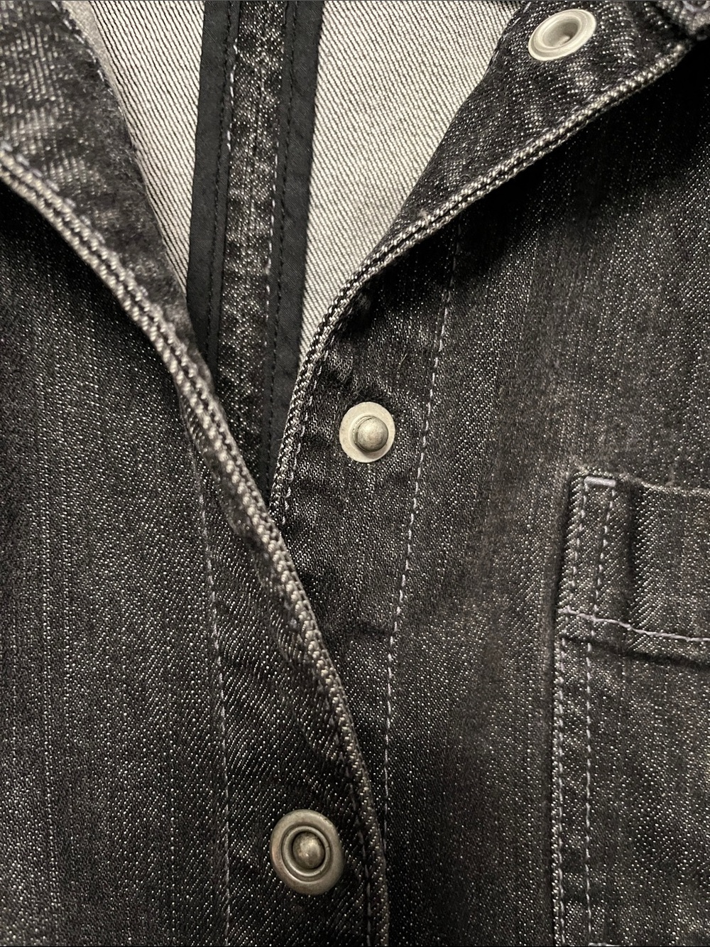 Chico's Washed Charcoal Denim Jacket with Eyelet Collar - Picture 5 of 5
